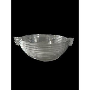 Vintage 1938-43 Anchor Hocking clear Manhattan large handled salad bowl FLAW